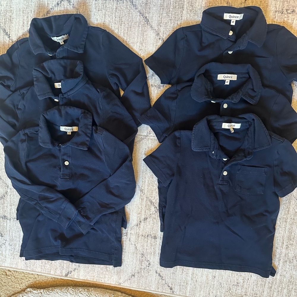 Quince Organic Cotton Long & Short Sleeve Polos (6 total) 3-4T